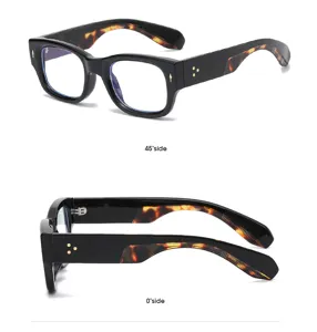 Modische schwarze dicke Blaulichtfilter Brille mit Schildpatt Buegeln fuer den Alltag.