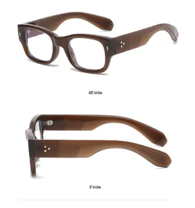 Detailansicht der stilvollen dicken Acetat Blaulichtfilter Brille im Retro Design.
