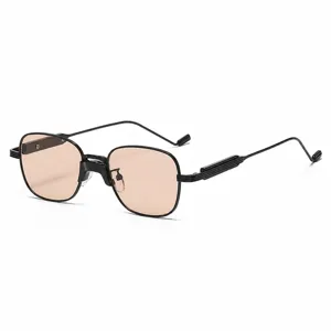 Lunettes de Soleil Carrées en Métal Vintage pour Hommes Femmes Lunettes de Soleil Géométriques Double Pont Protection UV400