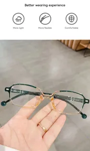 Gradient anti-blue light reading glasses detail shot showing frame and temple design
