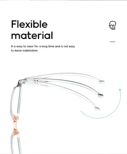 Flexible material reading glasses detail view showing bendable temple and comfort fit design.