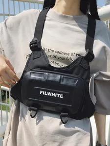 Schwarze taktische Brusttasche für Herren Damen, multifunktionale Outdoor Weste Tasche.