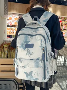 Grosser Kapazitat Schulrucksack mit Schmetterling Druck fur Kinder und Jugendliche ideal.