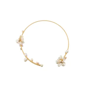 Baroque natural pearl choker necklace gold handmade floral neck chain elegant jewelry gift