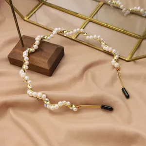 Eleganter handgemachter verdrillter Perlenhaarreif mit Golddraht für Damen und Mädchen Alltag
