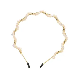 Edler goldener verdrehter Süßwasserperlen Haarreif eleganter Damenschmuck Ansicht
