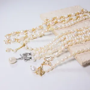 Natuurlijke zoetwaterparel ketting vrouwen niche design sleutelbeen ketting hanger stijl.