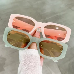 Fashion retro small rectangular sunglasses for men and women, trendy uv protection sun glasses.