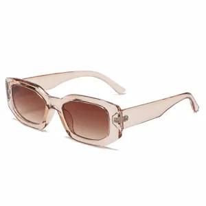 Stylish vintage polygonal square frame sunglasses with gradient brown lenses for daily street wear.