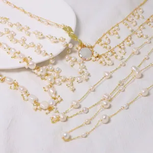 Natuurlijke zoetwaterparel ketting gouden ketting minimalistisch ontwerp elegante sieraden