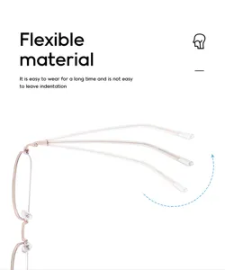 Flexible metal eyeglasses frame detail, featuring bendable temples for long lasting daily comfort.