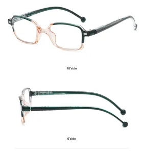 Trendy gradient anti-blue light reading glasses for women, chic small square frame.