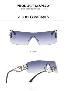 Y2K vintage futuristische Sonnenbrille mit Farbverlaufsgläsern und hohlem Bügeldesign.
