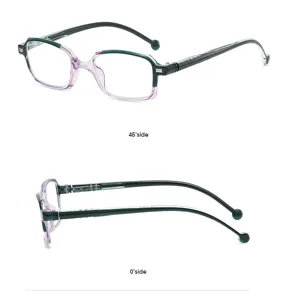 Stylish gradient anti-blue light reading glasses for women, chic small square frame design.