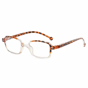 Fashion square frame reading glasses with stylish gradient leopard print for middle-aged women.