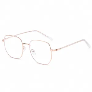 Metal irregular anti-blue light glasses frame, stylish optical eyewear for daily wear.