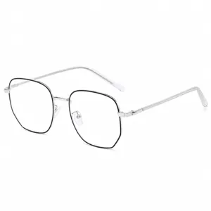 Metal irregular blue light blocking glasses frame, stylish anti-glare eyewear for daily wear.