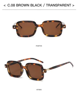 Fashion vintage square sunglasses with tortoise shell thick frame and brown lenses for men.
