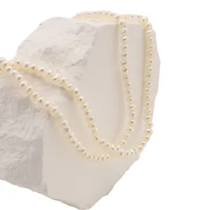 Natürliche Süßwasserperle lange Halskette mehrlagige Pulloverkette Schmuck für Damen
