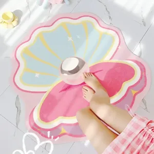 Cute pearl shell rug fluffy cashmere carpet pink bedroom bedside mat aesthetic floor decor
