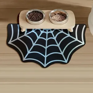Halloween Spider Web Pet Placemat Absorbent Quick Drying Non-Slip Mat Waterproof Floor Mat For Home Kitchen Bathroom