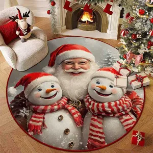 Christmas round crystal velvet floor mat holiday decoration detail shot for cozy room decor.