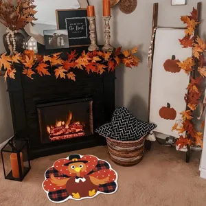 Thanksgiving turkey shaped doormat cozy autumn living room decor non-slip floor rug home supply