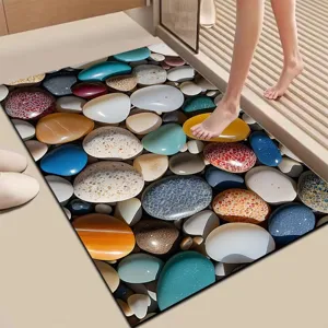3D Pebble Diatomaceous Earth Bath Mat Quick Drying Non Slip Floor Mat For Bathroom