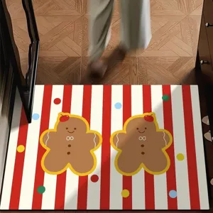 Cartoon diatomaceous earth floor mat for hallway, absorbent non-slip entrance door mat.