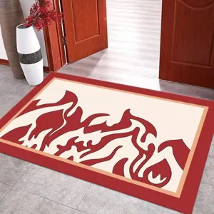 Vista ravvicinata dettagliata del tappeto d'ingresso con motivo astratto per il corridoio