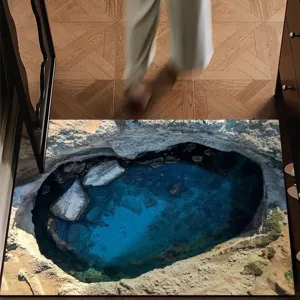 3D Hohlensee Motiv Fußmatte Absorbierender Kristall Samt Rutschfester Eingangsteppich
