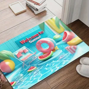 Sommer Pool Design Fußmatte, saugfähige und rutschfeste Badematte mit frischem Wassermelonen-Muster.