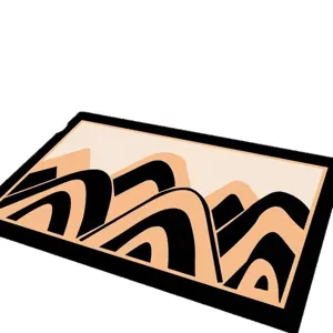 Tappeto da terra moderno e minimalista con motivo di montagne astratte per ingresso casa.