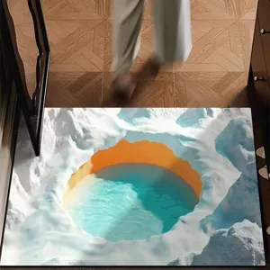 3D Gletscher Saugfähige Fußmatte Rutschfeste Badezimmer Eingangsmatte für Zuhause
