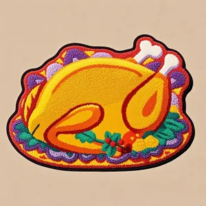 Cute cartoon turkey shaped tufted floor mat bedroom bedside decorative plush rug pad