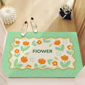 Frische Blumen Fussmatte, rutschfeste PVC Schmutzfangmatte fur den Eingangsbereich sauber.