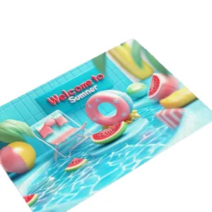 Sommerlicher Pool bedruckte rutschfeste Kieselgur Badematte fur den Hauseingang Bereich
