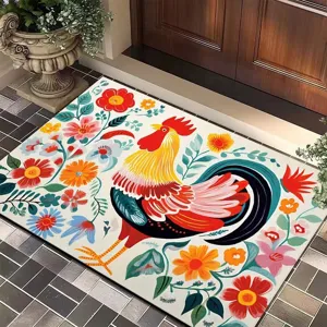 Rooster Diatomaceous Earth Floor Mat Absorbent Non Slip Doormat Cute Animal Printed Entrance Door Mat Home Decor