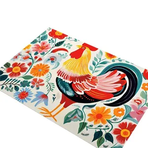 Rooster diatomaceous earth doormat non slip absorbent floor mat for home entrance doorway decor