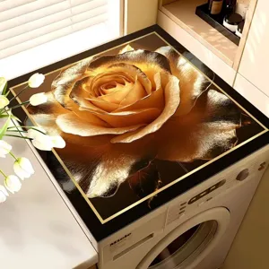 Washing machine cover mat gold rose pattern dustproof top protector pad home decor