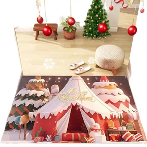 Tappeto natalizio 3D antiscivolo zerbino per ingresso decorazione festiva per la casa.