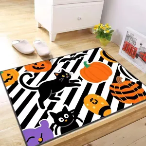 Halloween anti-slip floor mat crystal velvet absorbent rug for entryway bathroom hallway decor