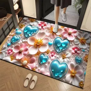 3D flower diatom mud absorbent doormat, stylish non-slip floor mat for entryway and home decor.