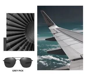 Lunettes de soleil pilote pour homme avec cadre en métal noir et verres gris polarisés.