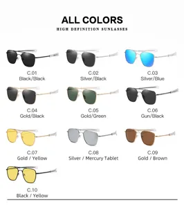 Lunettes de soleil aviateur polarisées homme cadre métal classique conduite diverses couleurs