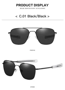 Lunettes de soleil aviateur homme classiques avec monture double pont et verres polarisés.
