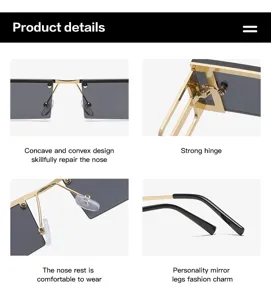 Détail de lunettes de soleil en métal avec pont doré, charnière solide et plaquettes confortables.