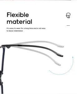Vista detallada de gafas de sol cuadradas de tendencia con patillas flexibles y cómodas.