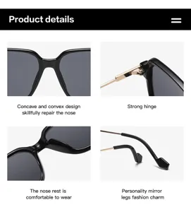 Stylish large frame anti-blue light sunglasses with comfortable nose rest and sturdy hinge.