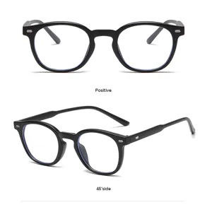 Classici occhiali tondi rétro con montatura nera completa, ideali per lo stile quotidiano.